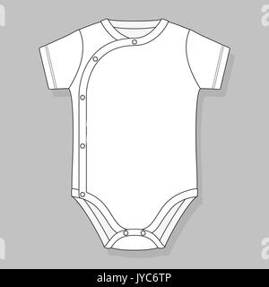 Crossover baby body piatto modello sketch isolato su sfondo grigio Illustrazione Vettoriale