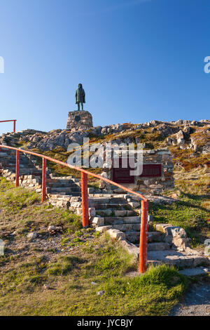 Scale che conducono alla John Cabot Statua in John Cabot parco municipale, Bonavista Penisola, Bonavista, Terranova e Labrador, Canada. Foto Stock