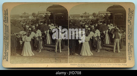 Presidente McKinley's prima fermata sul confine messicano - in corrispondenza del Rio, Texas. Foto Stock