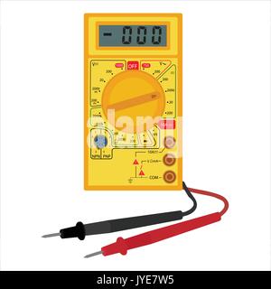 Illustrazione di vettore digitale multimetro elettrico. Elettrici dello strumento di misurazione. La tensione Illustrazione Vettoriale