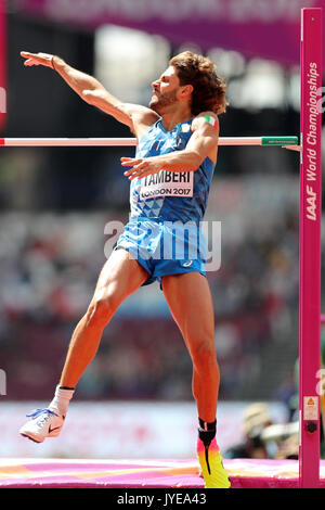 Gianmarco TAMBERI (Italia) concorrenti negli Uomini Salto in alto Qualification al 2017, IAAF Campionati del Mondo, Queen Elizabeth Olympic Park, Stratford, Londra, Regno Unito. Foto Stock