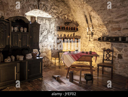 Castello medievale sala medica interno storico castello Zipser Spissky hrad Slovacchia Foto Stock