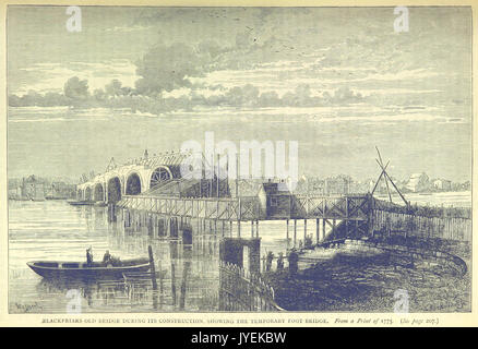 ONL (1887) 1.211 Blackfriars Ponte Vecchio durante la sua costruzione, che mostra temporanea del ponte pedonale, 1775 Foto Stock