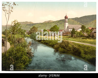 Una scena sulla Ammer, Oberammergau, Alta Baviera, Germania LCCN2002696262 Foto Stock