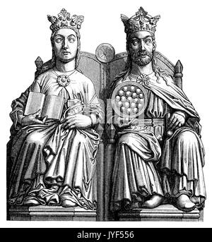 L'imperatore Ottone I e sua moglie Editha. Le statue nella Cattedrale di Magdeburgo Foto Stock