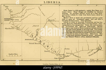 (1873) Mappa della Liberia e della Sierra Leone Foto Stock