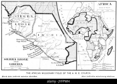 (1899) Mappa Sierra Leone e la Liberia Foto Stock