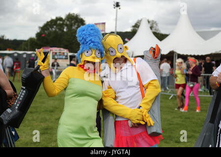 Henley-on-Thames, Oxfordshire, Regno Unito. 19 Agosto, 2017. Migliaia di festaioli divertirsi aspettando con impazienza la musica dal vivo degli anni ottanta a questa edizione del Festival di riavvolgimento Sud 2017 sul suo primo giorno di credito: Uwe Deffner/Alamy Live News Foto Stock