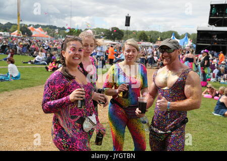 Henley-on-Thames, Oxfordshire, Regno Unito. 19 Agosto, 2017. Migliaia di festaioli divertirsi aspettando con impazienza la musica dal vivo degli anni ottanta a questa edizione del Festival di riavvolgimento Sud 2017 sul suo primo giorno di credito: Uwe Deffner/Alamy Live News Foto Stock