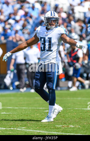 Agosto 19, 2017: Tennessee Titans safety Kevin Byard (31) durante un'NFL pre-stagione partita tra la Carolina Panthers e Tennessee Titans al Nissan Stadium di Nashville, TN. Thomas McEwen/CSM Foto Stock