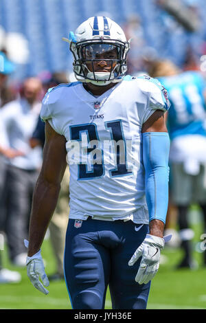 Agosto 19, 2017: Tennessee Titans safety Kevin Byard (31) durante un'NFL pre-stagione partita tra la Carolina Panthers e Tennessee Titans al Nissan Stadium di Nashville, TN. Thomas McEwen/CSM Foto Stock