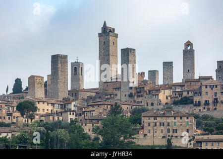 San Gimignano, Val d'Orcia. Distretto di Siena, Toscana, Italia. Foto Stock