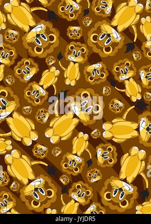 Cartoon carino Lion Pattern illustrazione vettoriale Illustrazione Vettoriale