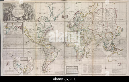 Un nuovo e corretto la mappa del mondo intero, ma racconteremo ye situazione delle sue parti principali. ... Secondo le più recenti e più esatta osservazioni da Herman Moll, geografo, 1719. NYPL1630430 Foto Stock