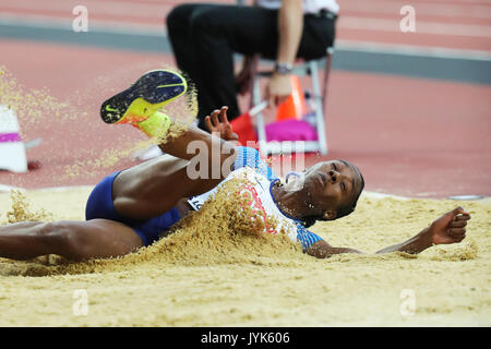 Lorraine UGEN (Gran Bretagna), in concorrenza per il salto in lungo femminile finale al 2017, IAAF Campionati del Mondo, Queen Elizabeth Olympic Park, Stratford, Londra, Regno Unito. Foto Stock