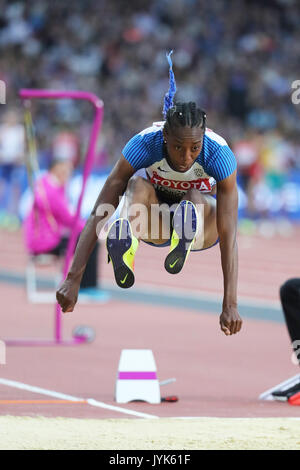 Lorraine UGEN (Gran Bretagna), in concorrenza per il salto in lungo femminile finale al 2017, IAAF Campionati del Mondo, Queen Elizabeth Olympic Park, Stratford, Londra, Regno Unito. Foto Stock