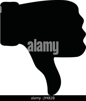 Un bianco e nero silhouette di un pollice in giù gesto Illustrazione Vettoriale