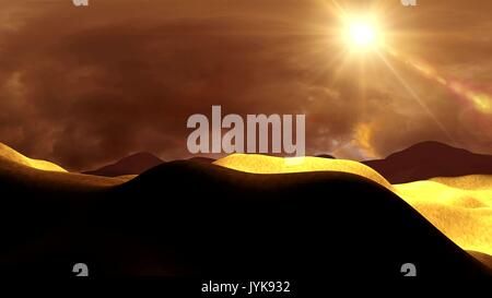 Brown il paesaggio del deserto - alta definizione astratta moto CGI di sfondo Foto Stock