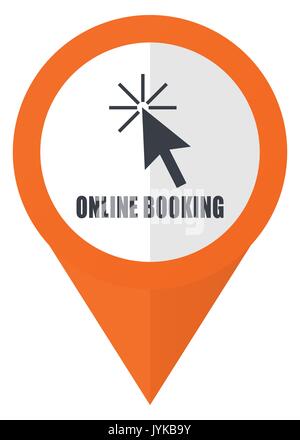 Prenotazione Online orange puntatore icona vettoriale in formato eps 10 isolato su sfondo bianco. Illustrazione Vettoriale