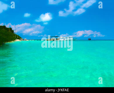 Villaggio Embudu Island, Maledives, Oceano Indiano Foto Stock