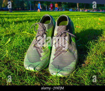 Dnipropetrovsk, Ucraina - agosto, 21 2016: Nuovo stile scarpe nike su erba verde - editoriale illustrativa Foto Stock