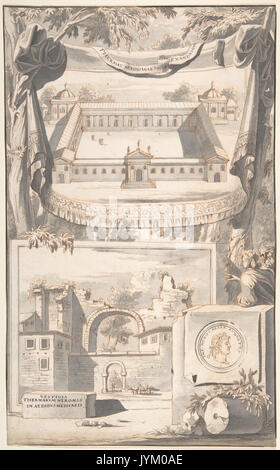 Una ricostruzione delle terme di Nerone (sopra) e una vista delle rovine (sotto) INCONTRATO DP800263 Foto Stock