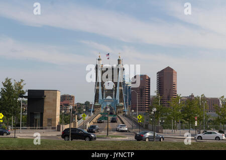 Immagine della sospensione ponte situato a Cincinnati, Ohio. Foto Stock