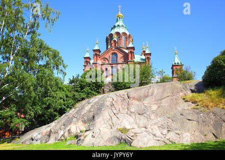 Cattedrale Uspensky a Helsinki in Finlandia Foto Stock