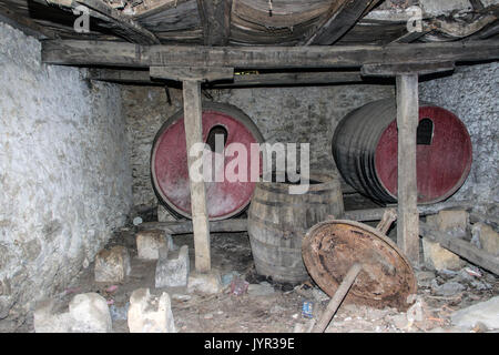 Campagna, East Serbia - abbandonate e decadenti cantina Foto Stock