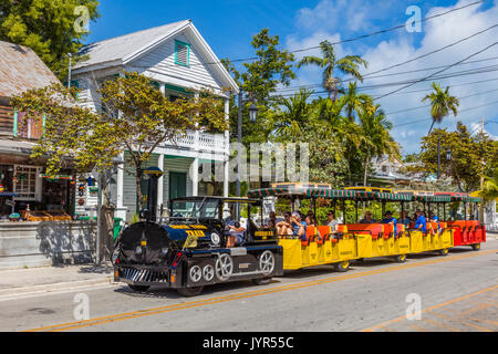 La famosa in tutto il mondo Conch Tour Train in Key West Florida Foto Stock