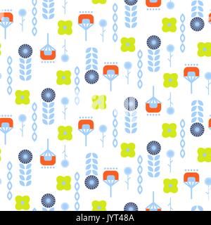 Folk astratto arte floreale modello vettore senza giunture. Illustrazione Vettoriale