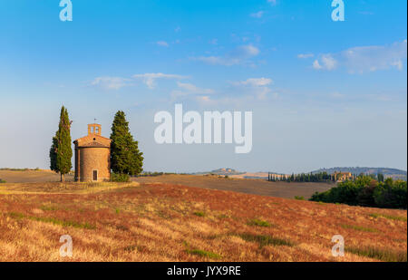 Capella di Vitaleta, cappella, Val d'Orcia, Toscana, Italia Foto Stock