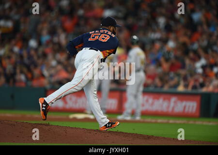 Houston, Texas, Stati Uniti d'America. 20 agosto 2017. durante un Major League Baseball gioco tra la Oakland atletica e Houston Astros al Minute Maid Park a Houston, TX. Credito: Cal Sport Media/Alamy Live News Foto Stock