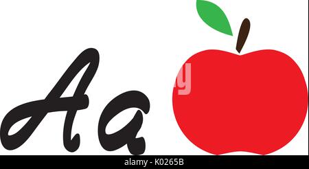 Illustrazione vettoriale di un apple con lettere dell'alfabeto Illustrazione Vettoriale