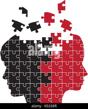 Illustrazione vettoriale di un uomo e di una donna a capo silhouette puzzle Illustrazione Vettoriale