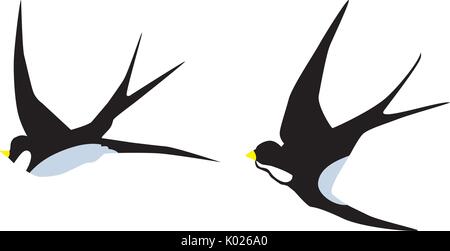 Illustrazione vettoriale di swallow uccelli sagome Illustrazione Vettoriale