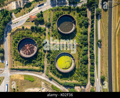 Chiarificatori, chiarificatore decomporsi in oriente di OXEA, verde aprire il serbatoio, Oberhausen, Ruhr, Renania settentrionale-Vestfalia, Germania, Europa, Vista Aerea, antenna, antenna Foto Stock