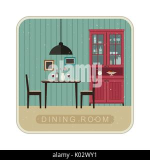 La sala da pranzo interna. Illustrazione Vettoriale