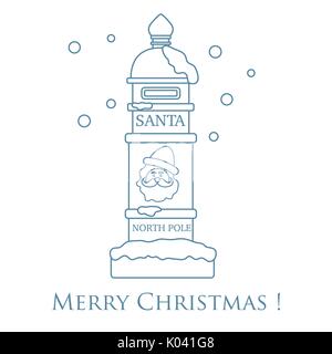 Santa's mailbox e la neve. Tema d'inverno. Lettera per babbo natale buon Natale e felice anno nuovo. Mail lista dei desideri. Illustrazione Vettoriale