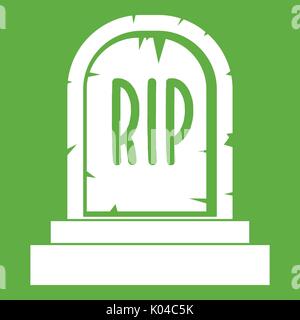Pietra tombale con RIP icona testo verde Illustrazione Vettoriale