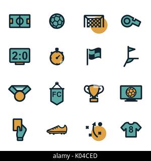 Vettore di calcio piatto set di icone Illustrazione Vettoriale