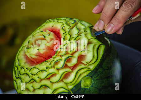 Anguria Carving con la mano della Thailandia Foto Stock