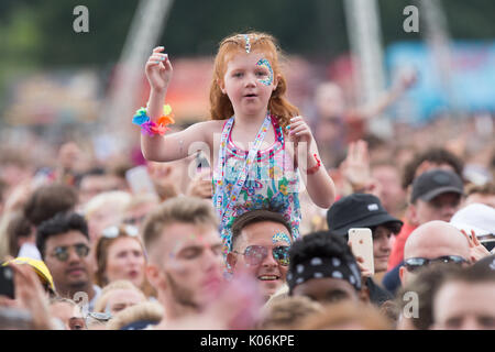 Gli appassionati di musica a Hylands Park,Chelmsford,Essex Domenica,20 Agosto a questo anni V Festival. Foto Stock