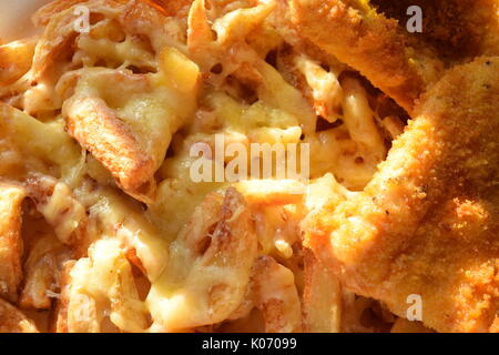 Close up di formaggi oggetto chip con pesce Foto Stock