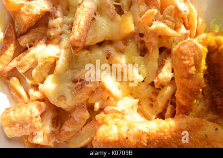 Close up di formaggi oggetto chip con pesce Foto Stock