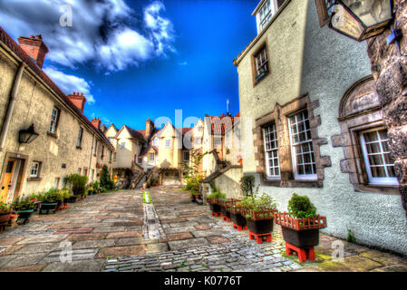 Città di Edimburgo in Scozia. una vista pittoresca del cavallo bianco vicino che una volta contenuta nel XVII secolo White Horse Inn. Foto Stock