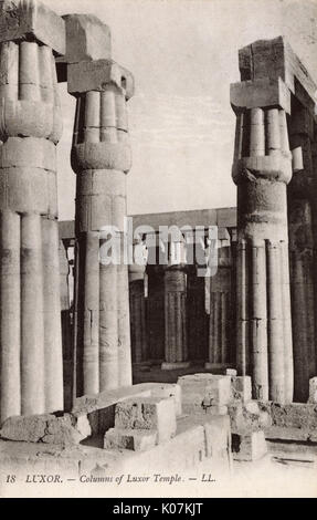 Le colonne del Tempio di Luxor - un grande antico tempio Egizio complesso situato sulla riva est del fiume Nilo a Luxor (antica Tebe). Data: 1911