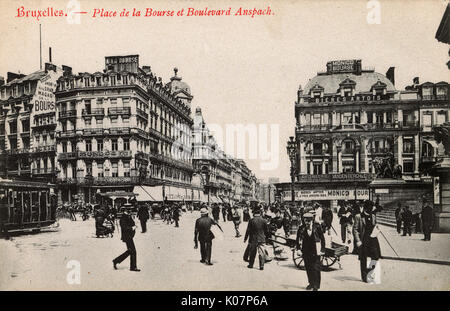 Place de la Bourse, Boulevard Anspach, Bruxelles, Belgio Foto Stock