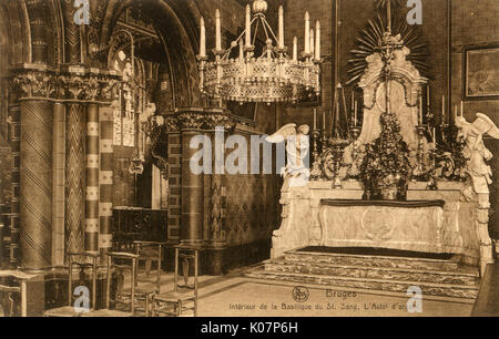 Altare, Basilica del Santo sangue, Bruges, Belgio Foto Stock