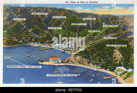 Vista aerea, isola di Santa Catalina, California, Stati Uniti Foto Stock